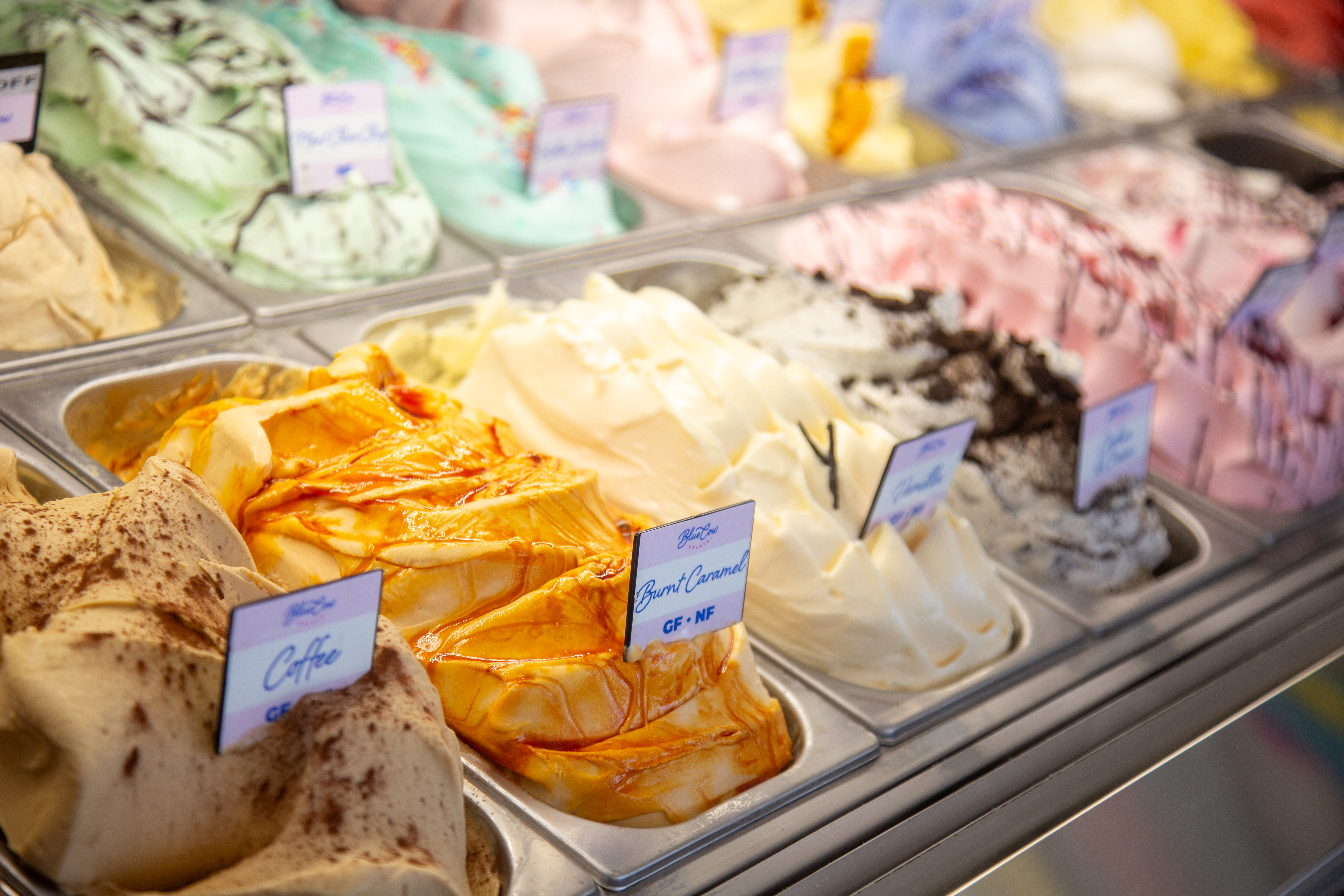 Different ice cream flavours on display